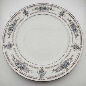 Vintage Porcelain Dinner Plate Blue Silver Floral Elington Pattern